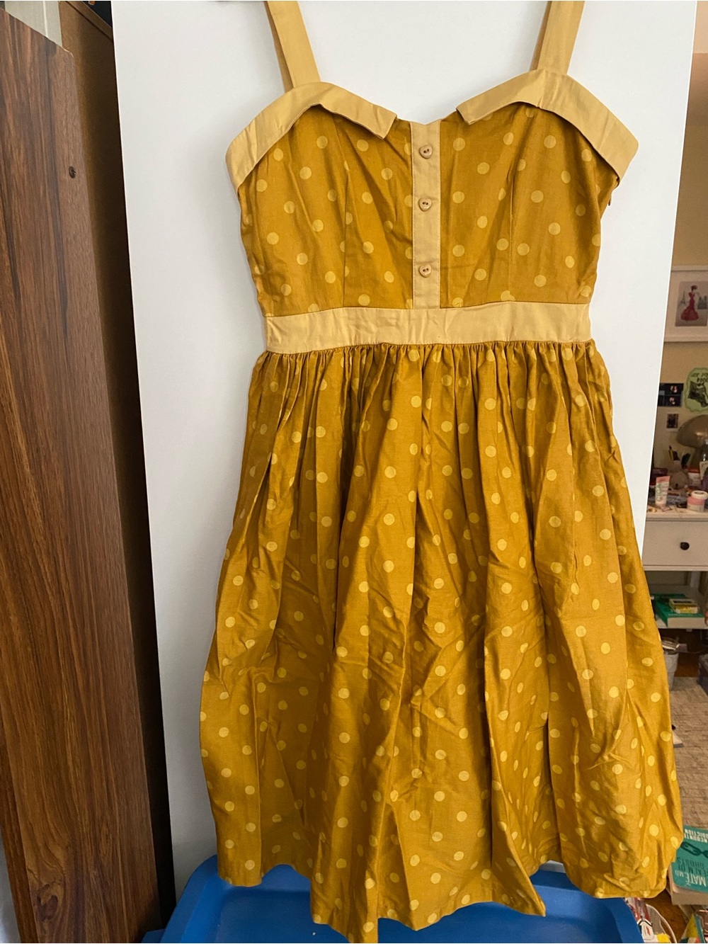 🍋Mustard Yellow Polka Dot Sundress